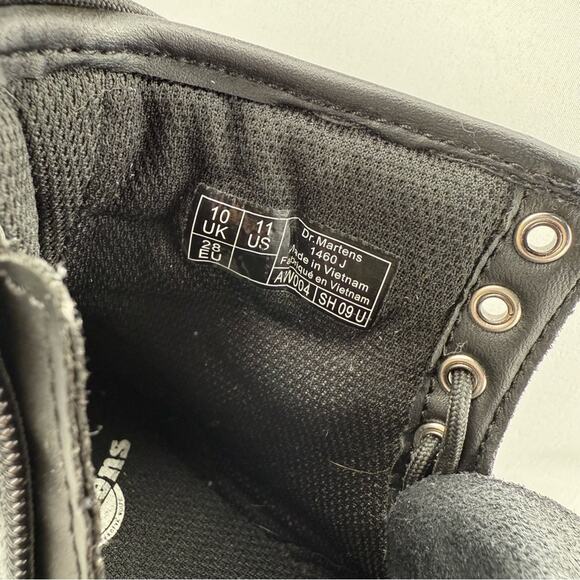 DR. MARTENS Jr. 1460 Black Softy Leather Lace Up & Side Zip Classic Iconic Boots - Picture 7 of 13